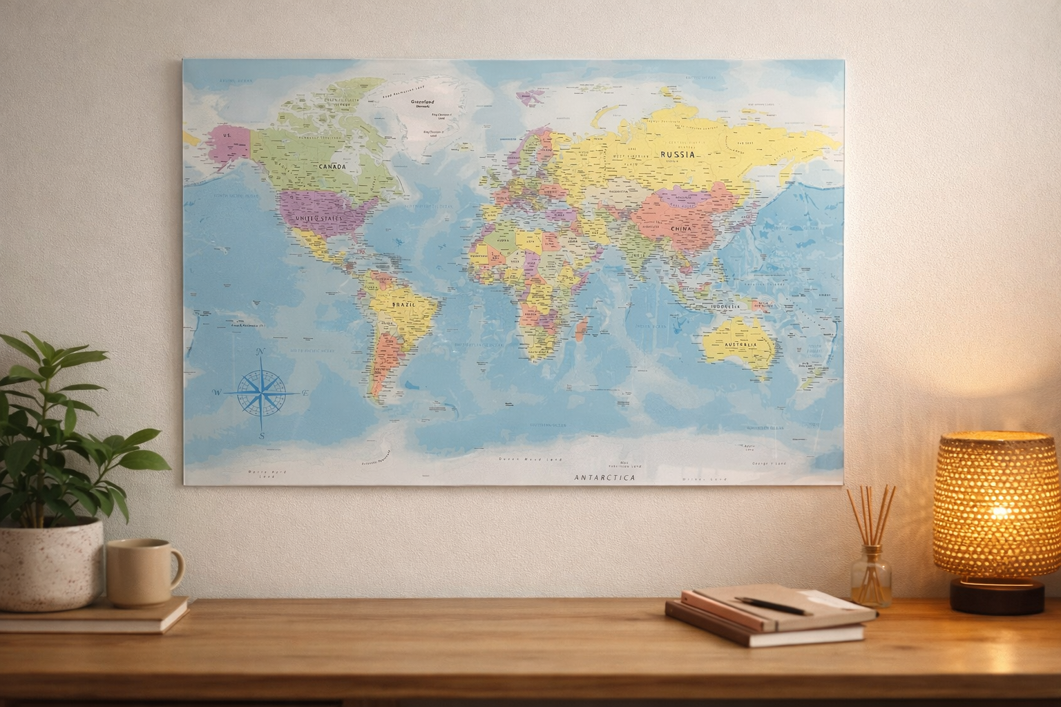 Detailed World Map Clear Acrylic Wall Art (3mm) | A1 & A2 - Westralia Signs